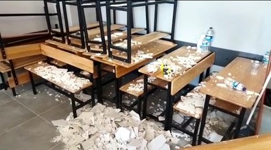 Oy kullanımı sırasında korku dolu anlar! Tavandan sıva parçaları düştü: 2 müşahit yaralandı - Resim : 1