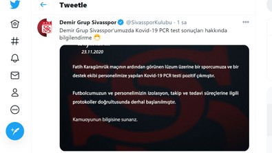 Sivasspor'da 2 kişi korona pozitif! - Resim : 1