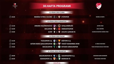 TFF duyurdu! Trendyol 1. Lig’de 30 ve 31.haftanın programı açıklandı - Resim : 1