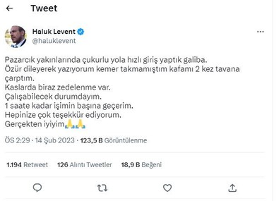 AHBAP'ın kurucusu Haluk Levent trafik kazası geçirdi - Resim : 2