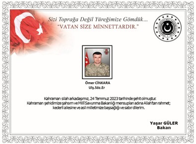 MSB acı haberi duyurdu! Bir asker şehit oldu - Resim : 1