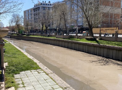 Eskişehir'in simgelerinden biri olan Porsuk Çayı'nda ilginç manzara! Vatandaşlar dakikalarca hayretle baktı - Resim : 1