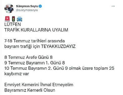 Bakan Soylu: Trafik kazalarında 31 kişi öldü - Resim : 1