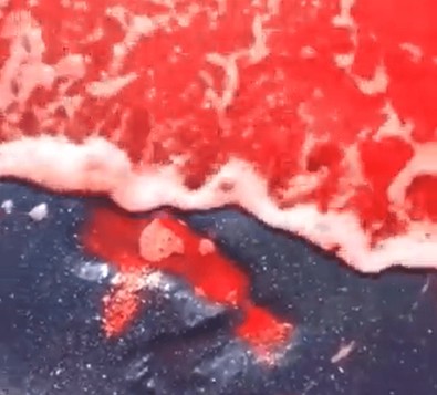 Ayağını siyah kumlara sürünce içinden kıpkırmızı bir şey çıktı... Kırmızıya bürünen sahil hakkındaki gerçek sonradan ortaya çıktı - Resim : 1