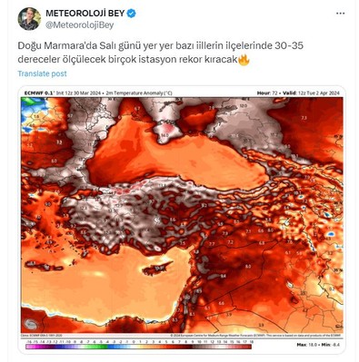 Türkiye'de salı günü bir anda zirve yapacak. 35 bile gören olacak. Herkes hazır olsun - Resim : 1