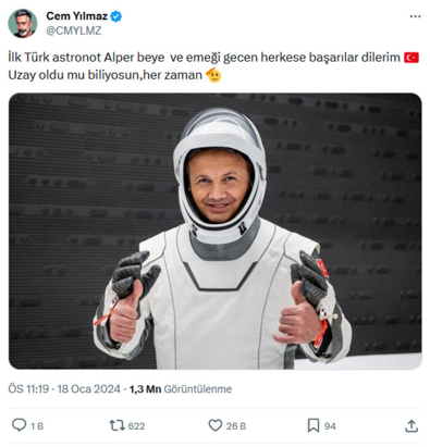 Alper Gezeravcı, uzaya çıkan ilk Türk astronot olarak tarihe geçti! Ünlüler o anlara kayıtsız kalmadı - Resim : 1