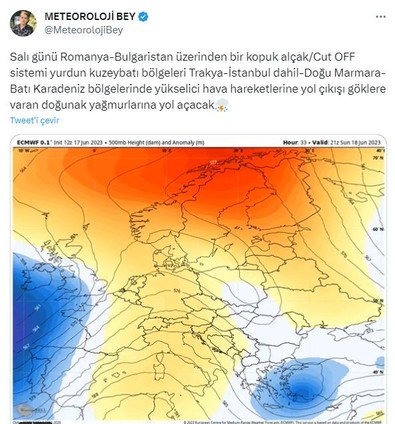 Türkiye'ye 20 Haziran salı günü uyarısı şimdi verildi. Romanya-Bulgaristan hattından gelecek, yükselecek yükselecek kendini Türkiye'de bırakacak - Resim : 1