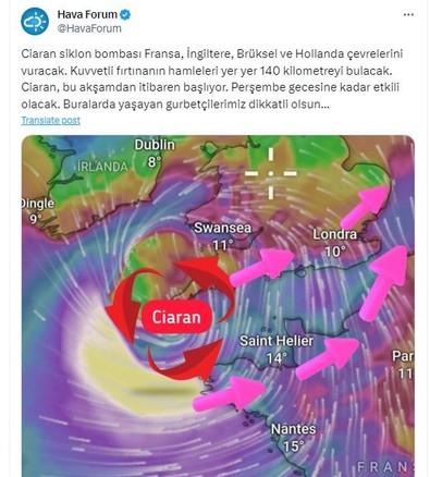 Her nerede ve nasıl yaşıyorsanız dünyadaki tüm Türklere acil uyarı! Fransa, İngiltere, Belçika ve Hollanda'yı vuracak. Perşembe geceye kadar etkili - Resim : 1