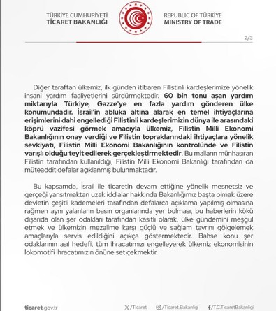 'İsrail ile ticaret devam ediyor' iddialarına Bakanlıktan yalanlama - Resim : 2
