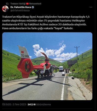 Bakan Koca paylaştı: Protezi çıkan hasta ambulans helikopterle hastaneye ulaştırıldı - Resim : 2