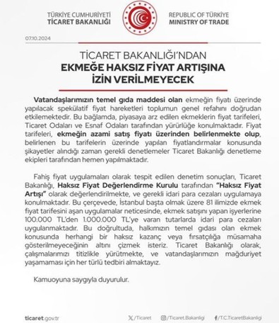 Ekmeğe zam gelecek mi? Ticaret Bakanlığı'ndan açıklama geldi - Resim : 1