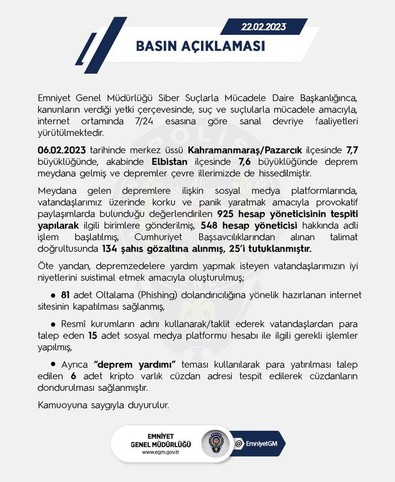 EGM duyurdu: 925 hesap yöneticisi tespit edildi 25'i tutuklandı - Resim : 1
