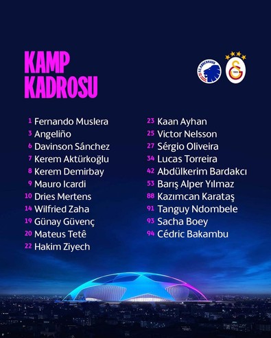 Galatasaray'ın Kopenhag maçı kamp kadrosu belli oldu! 3 yıldız Danimarka’ya götürüldü - Resim : 1