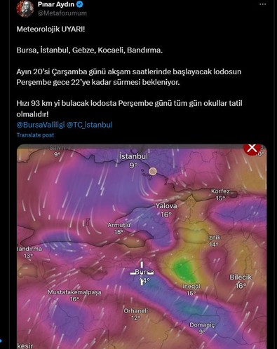 Bursa, İstanbul, Gebze, Kocaeli, Bandırma tek tek size uyarı verildi. Çarşamba başlayacak perşembe o saate kadar sürecek - Resim : 1
