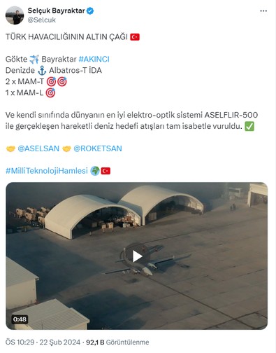 Akıncı TİHA, ilk atış testini başarıyla geçti! Hedefi 12'den vurdu! Baykar paylaştı! - Resim : 1