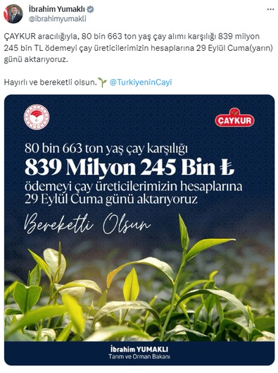 Üreticiye müjdeli haber Bakan Yumaklı'dan geldi! Ödemeler yarın hesaplara yatıyor - Resim : 1