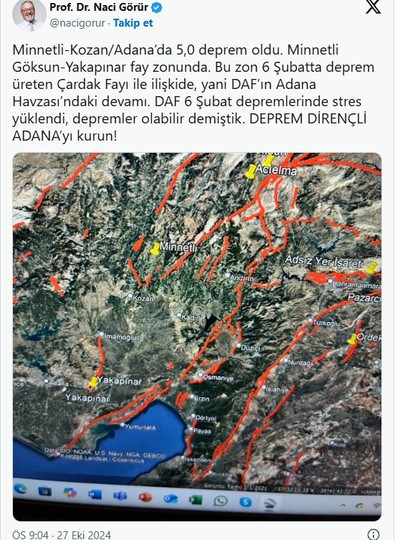 Naci Görür'den Adana depremi sonrası önemli uyarı! "Depremler olabilir, demiştik" - Resim : 1