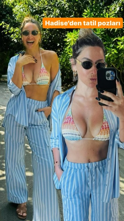 Ünlü şarkıcı Hadise'den tatil pozu geldi. Bikinisiyle verdiği göğüs dekoltesi mest etti - Resim : 1
