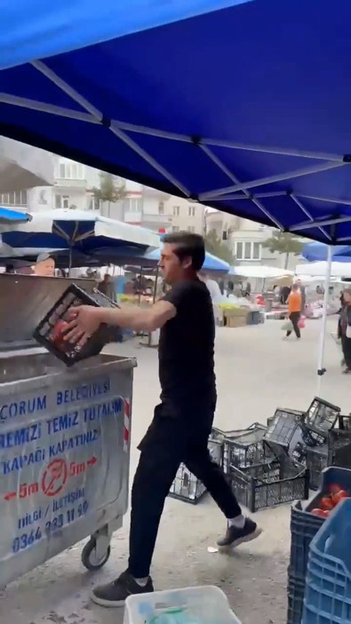 Çorum'da tepki için domatesleri çöpe dökmüştü! Pazarcıya milyonluk ceza - Resim : 1