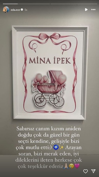 Geçtiğimiz gün doğum yapan Eda Ece'den ilk sözler: "Çok da güzel bir gün seçti kendine" - Resim : 2