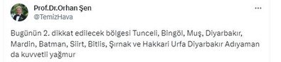 Tunceli, Bingöl, Muş, Diyarbakır, Mardin, Batman, Siirt, Bitlis, Şırnak ve Hakkari Urfa, Adıyaman tek tek uyarıldı - Resim : 1