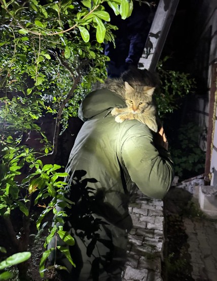 Hatay'da bir eve tırmandı, balkonda mahsur kaldı. İmdadına itfaiye ekipleri koştu - Resim : 1