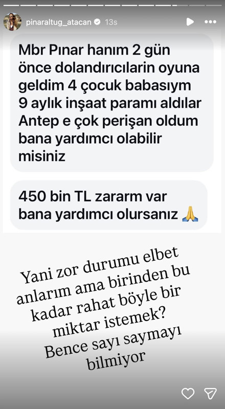 Takipçisine 450 bin TL vermedi, beddua aldı! Pınar Altuğ sosyal medya hesabından ifşa etti - Resim: 2