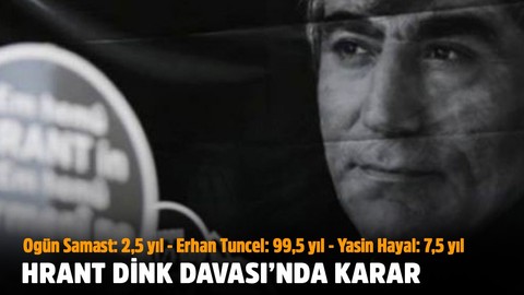 Hrant Dink davasında Ogün Samast, Erhan Tuncel ve Yasin Hayal için karar