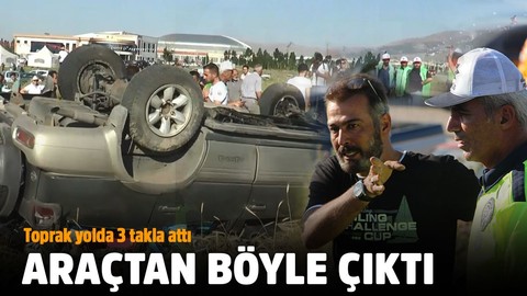 3 takla attı, araçtan böyle çıktı!