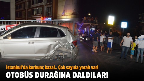 İstanbul’da korkunç kaza!.. Otobüs durağına daldılar!