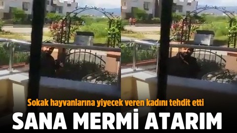 Sokak hayvanlarına yiyecek veren kadını tehdit etti! "Seni gebertirim, sana mermi atarım"
