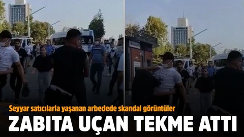 Taksim'de Akılalmaz olay! Zabıta bir kadına uçan tekme attı