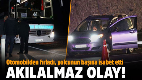 Akılalmaz olay! Otomobilden fırlayan taş otobüsteki yolcunun başına isabet etti