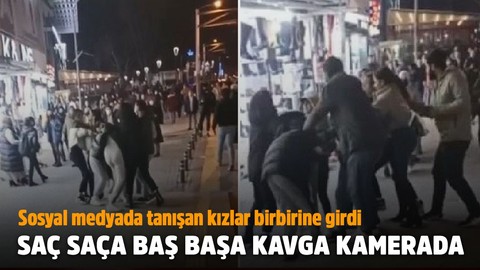 Sosyal medyada tartışan kızlar, meydanda kavga etti
