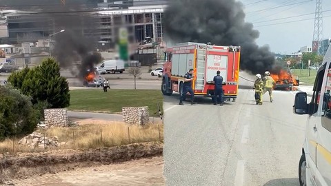 Bursa'da otomobil alev alev yandı, sürücüsü canını zor kurtardı!