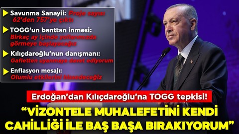 Cumhurbaşkanı Erdoğan'dan Kılıçdaroğlu'na TOGG tepkisi! "Vizontele muhalefetini kendi cahilliği ile baş başa bırakıyorum"