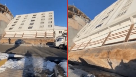 Tek bir hasar bile görmemiş bina temelden koptu!