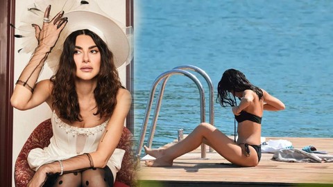 Bir anda bikini üstünü çıkardı! Nesrin Cavadzade üstsüz güneşlenirken kameralara böyle yakalandı - Resim: 1