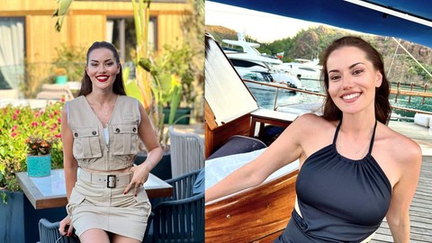 Fahriye Evcen kot bikini giydi! Pozları olay - Resim: 1