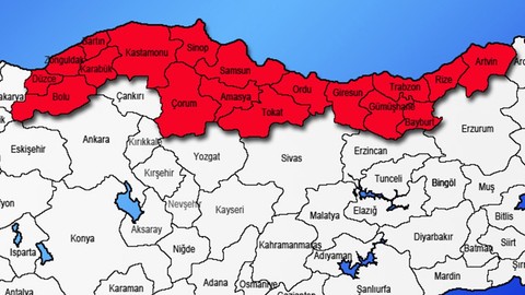 Giresun, Gümüşhane, Artvin, Ordu, Samsun için acil uyarı verildi. Trabzon ve Rize ise ayrı bir yere konuldu onlara ayrı uyarı