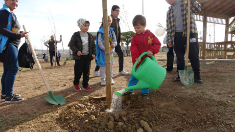 Uşak'ta binlerce öğrenci ve vatandaş bir araya geldi. Tam 11 bin fidanı toprakla buluşturdu