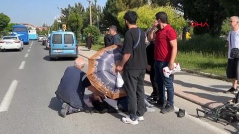 Kütahya'da motosiklet, bisikletliye çarptı! 1 ağır yaralı