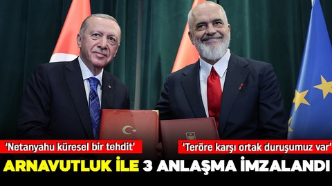 Cumhurbaşkanı Erdoğan Arnavutluk'ta! 3 anlaşma imzalandı! Erdoğan İsrail tehdidine vurgu yaptı!