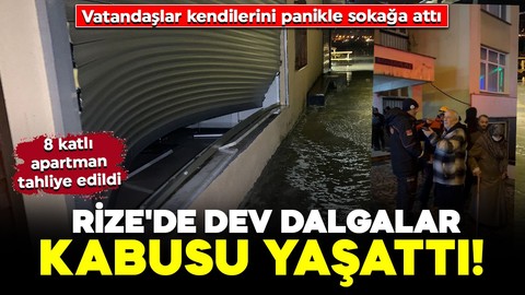 Rize'de dev dalgalar camları kırdı! Sarsıntı hisseden vatandaşlar kendilerini sokağa attı: 8 katlı apartman tahliye edildi