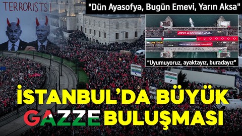 Galata Köprüsü'nde tarihi gün! On binler Gazze için bir araya geldi