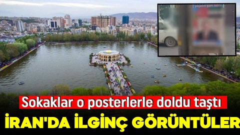 İran'da ilginç görüntüler: Sokaklar o posterlerle doldu taştı