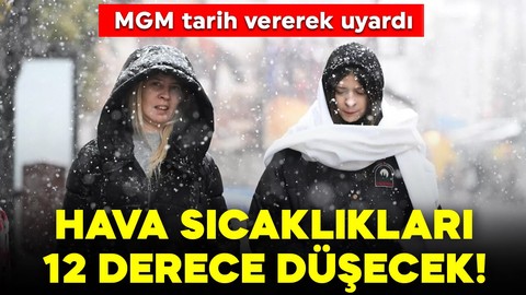 MGM tarih vererek uyardı: Hava sıcaklıkları 12 derece düşecek