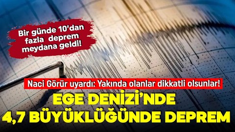 Ege Denizi'nde 4.7 büyüklüğünde deprem!