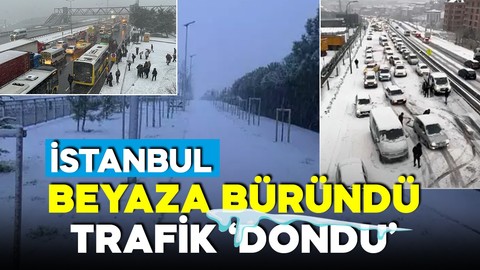 İstanbul beyaza büründü! Görüntüler güzel ama trafik dondu!