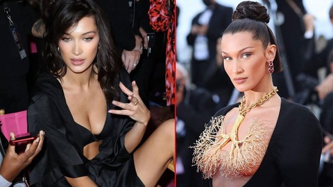 Bella Hadid'in iddialı kovboy tarzı nefesleri kesti! Bikini üstü ve mini şortla at üzerinde pozlar verdi!